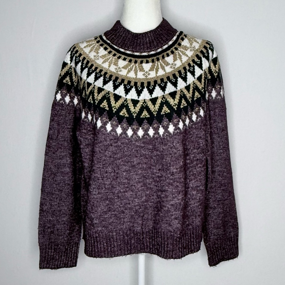 Tommy Hilfiger Sweater Purple, Black, White, Gold Fair Isles